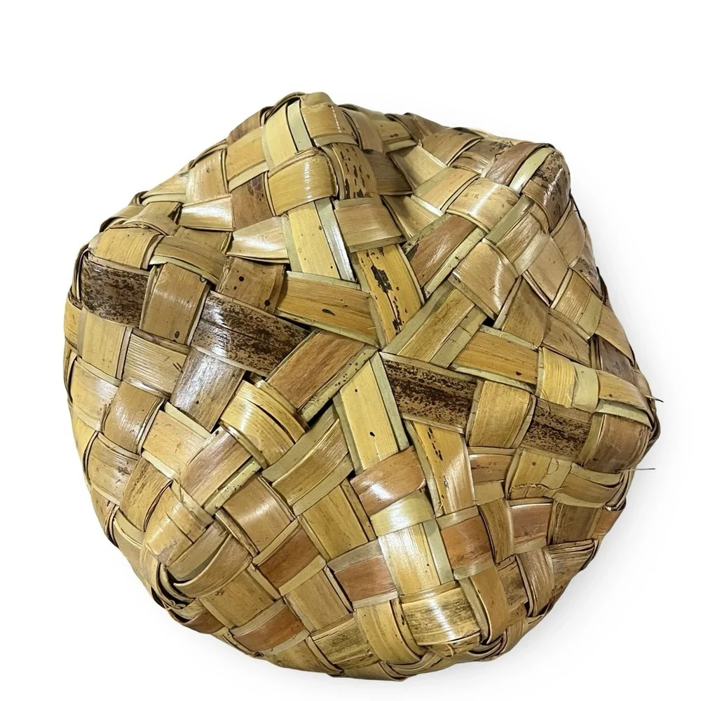 Large Vintage Handwoven Lidded Basket